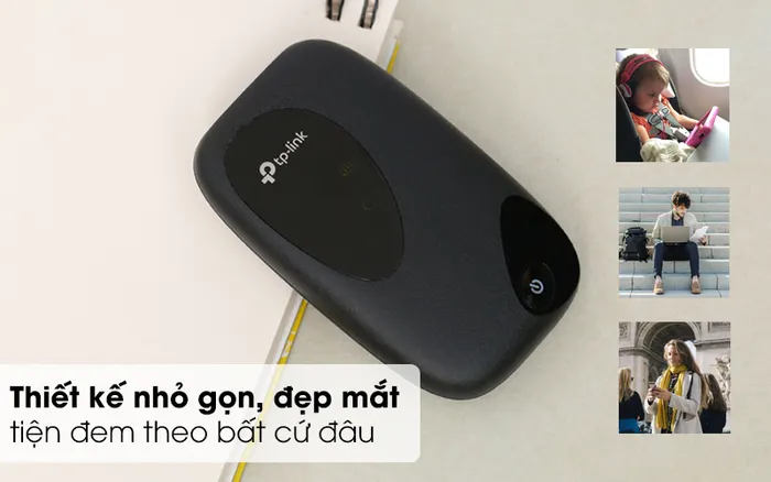 Đường nét mềm mại, vỏ ngoài phủ màu đen thanh lịch - Bộ Phát Wifi Di Động 4G LTE TP-link M7200 Đen