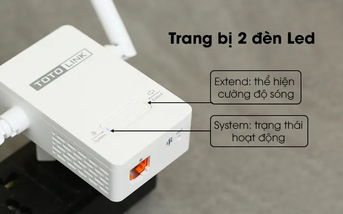 Bộ Mở Rộng Sóng Wifi AC220V Totolink EX200 trắng có 2 đèn LED