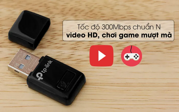 Có tốc độ cao - USB Wifi 300Mbps TP-Link TL-WN823N Đen