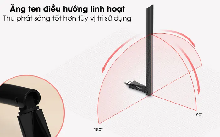 Điều hướng linh hoạt - USB Wifi AC650 Mercusys MU6H Đen