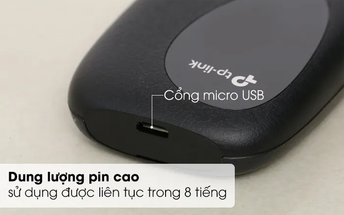 Dùng liên tục trong 8 giờ nhờ có dung lượng pin lớn 2000 mAh - Bộ Phát Wifi Di Động 4G LTE TP-link M7200 Đen