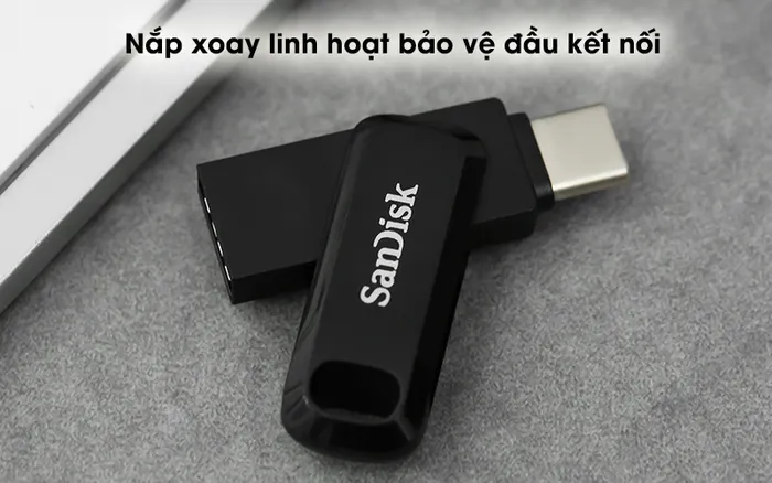 USB OTG 3.1 128GB Type C Sandisk SDDDC3 Đen - Thiết kế nắp xoay