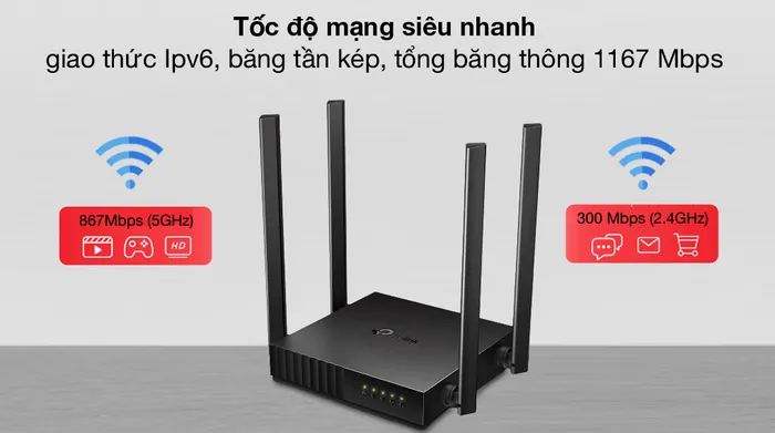 Băng tần kép - TP-Link Archer C54 Đen
