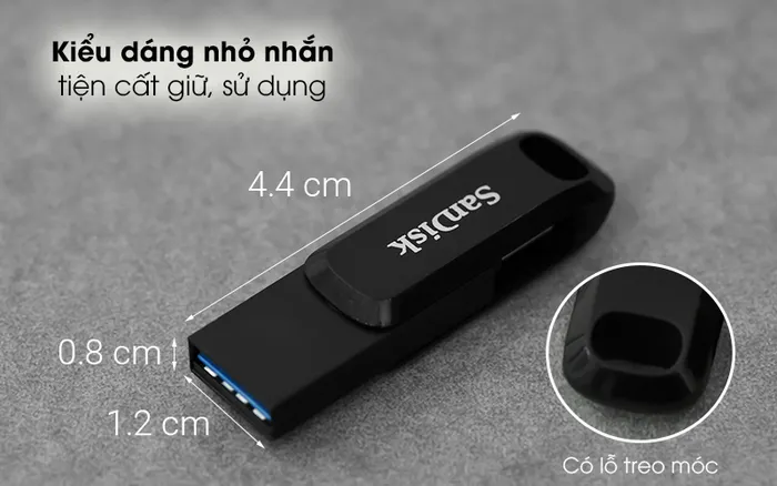 USB OTG 3.1 128GB Type C Sandisk SDDDC3 Đen - Màu đen sang trọng