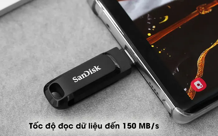 USB OTG 3.1 128GB Type C Sandisk SDDDC3 Đen - Tiết kiệm rất nhiều thời gian của bạn với tốc độ đọc 150 MB/s