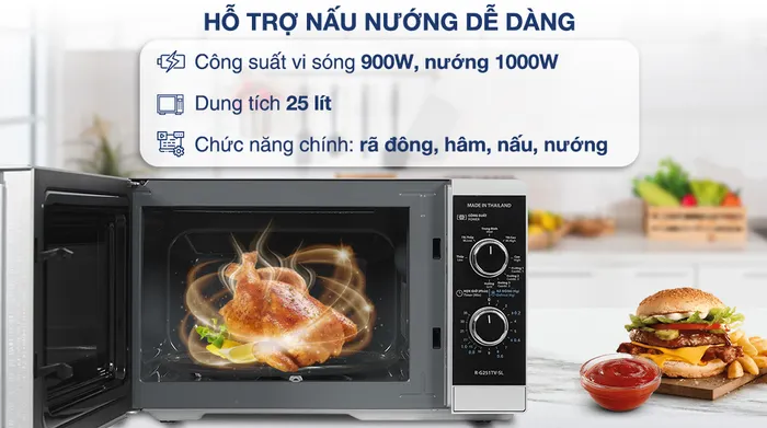 Lò vi sóng có nướng Sharp R-G251TV-SL 25 lít - Công suất 