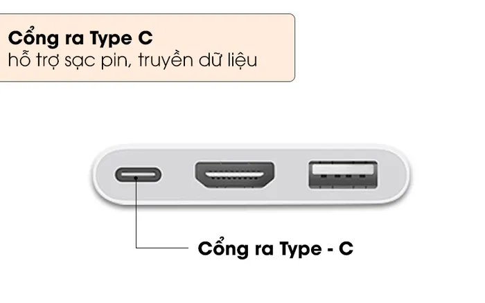 Cổng ra Type-C hỗ trợ sạc pin truyền dữ liệu - Adapter chuyển đổi Type C sang HDMI/Type C/USB Apple MUF82 Trắng