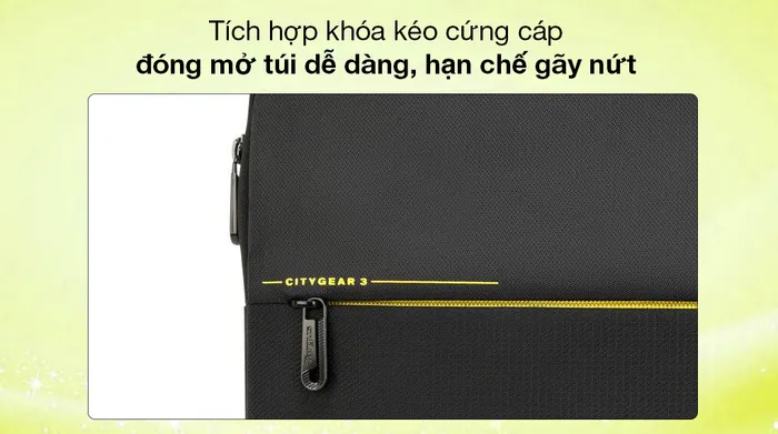 Túi chống sốc Laptop 14 inch Targus CityGear TSS931GL-80 Đen - Dây kéo cứng cáp cầm nắm và đóng mở túi chống sốc đơn giản