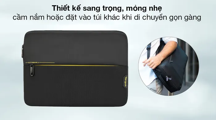 Túi chống sốc Laptop 15.6 inch Targus CityGear TSS994GL-80 Đen - Thiết kế hiện đại, bề mặt phủ sắc đen thời thượng