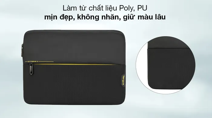 Túi chống sốc Laptop 15.6 inch Targus CityGear TSS994GL-80 Đen - Làm từ vải Poly, PU cao cấp, chắc chắn, chống phai màu, bảo vệ máy tính toàn diện