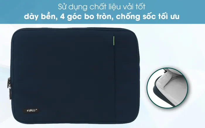 Túi chống sốc Laptop 14 inch có ngăn phụ eValu LMP-T004D - Làm từ loại vải tốt, đàn hồi, bảo vệ laptop tin cậy