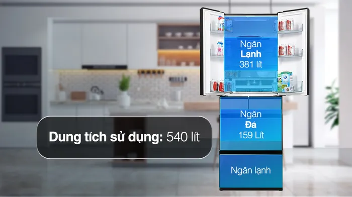 Tủ lạnh Hitachi Inverter 540 lít R-HW540RV(X) - Ngăn đá và ngăn lạnh