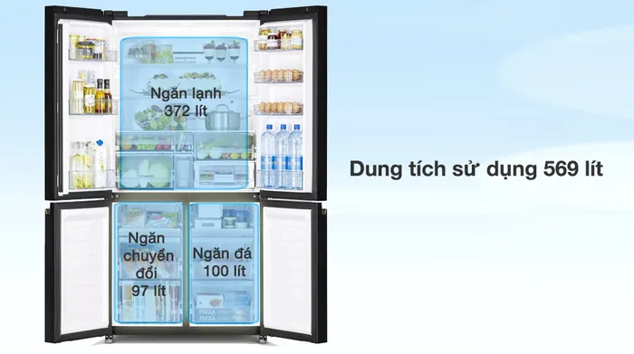 Tủ lạnh Hitachi Inverter 569 lít R-WB640VGV0 GMG - Dung tích