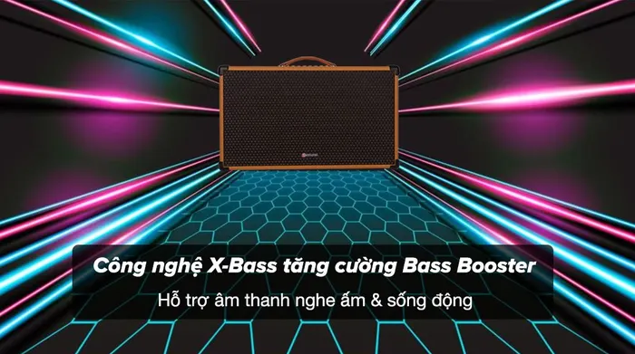 Loa karaoke xách tay Sumico BT-S82 - Công nghệ X-Bass tăng cường Bass Booster giúp giai điệu bài hát nghe ấm và sinh động