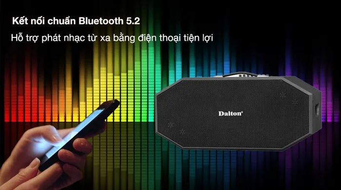 Loa karaoke xách tay Dalton K225H 900W - Kết nối chuẩn Bluetooth 5.2 hỗ trợ phát nhạc từ xa bằng điện thoại tiện lợi