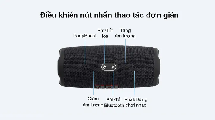 Loa Bluetooth JBL Charge 5 - Tích hợp điều khiển nút nhấn thân thiện