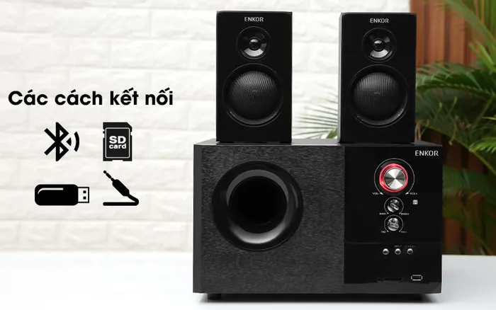 Loa vi tính 2.1 Enkor S2880 Đen có nhiều lựa chọn kết nối