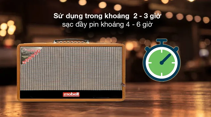 Loa karaoke xách tay Mobell MK-4960A 750W - Thời gian sạc - sử dụng loa
