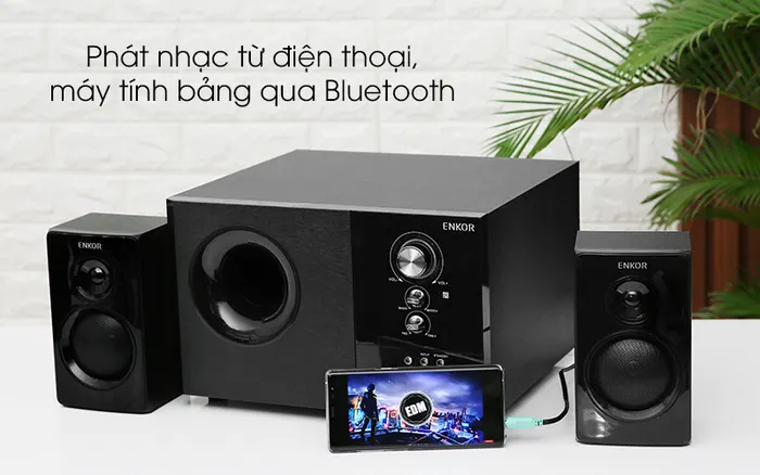 Loa vi tính 2.1 Enkor S2880 Đen có nhiều nút bấm