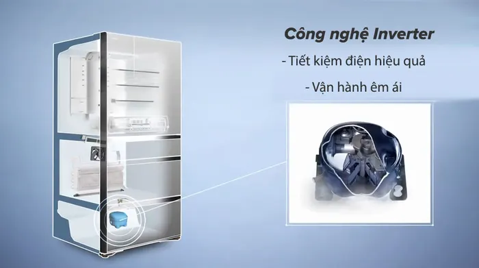 Tủ lạnh Hitachi Inverter 735 lít R-ZX740KV X - Sử dụng công nghệ Inverter tiết kiệm điện hiệu quả, vận hành êm ái