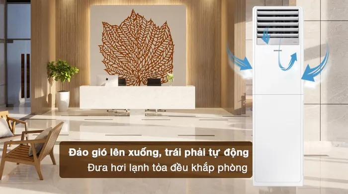 Máy lạnh tủ đứng Samsung Inverter 5 HP AC048BNPDKC/TC - Đảo gió lên xuống trái phải tự động đưa hơi lạnh tỏa đều khắp phòng