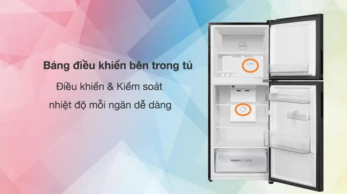 Tủ lạnh Aqua Inverter 189 lít AQR-T220FA(FB) - Bảng điều khiển được thiết kế bên trong tủ dễ điều khiển và kiểm soát nhiệt độ mỗi ngăn