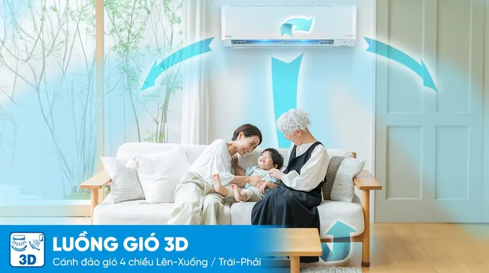 Máy lạnh Daikin Inverter 1 HP ATKF25YVMV - Cơ chế thổi gió