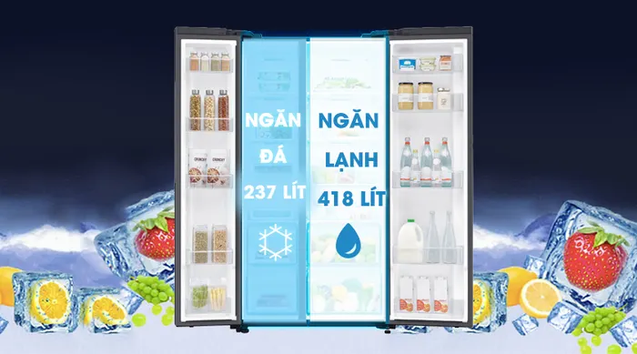 Tủ lạnh Samsung Inverter 655 lít RS62R5001B4/SV - Dung tích 655 lít