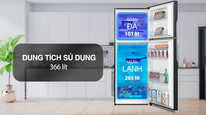 Tủ lạnh Hitachi Inverter 366 lít R-FVX480PGV9 GBK - Ngăn đá và ngăn lạnh