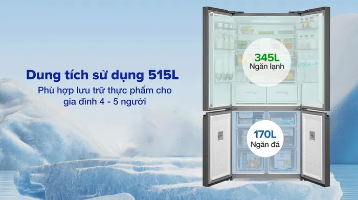 Tủ lạnh Toshiba Inverter 515 lít GR-RF665WIA-PGV(22)-XK - Phù hợp gia đình 4 -5 người