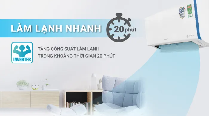 Công nghệ làm lạnh nhanh Powerful trên máy lạnh Daikin Inverter 2 chiều 1 HP ATHF25XVMV