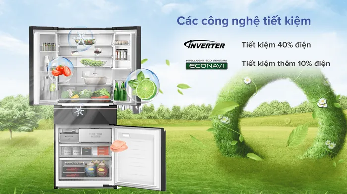 Tủ lạnh Panasonic 540 lít NR-YW590YMMV - Công nghệ Inverer và cảm biến Econavi