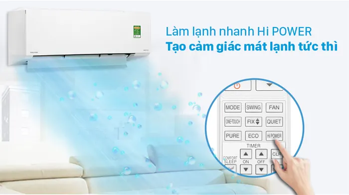 Máy lạnh Toshiba Inverter 1 HP RAS-H10E2KCVG-V - Làm lạnh nhanh chóng với chế độ Hi Power
