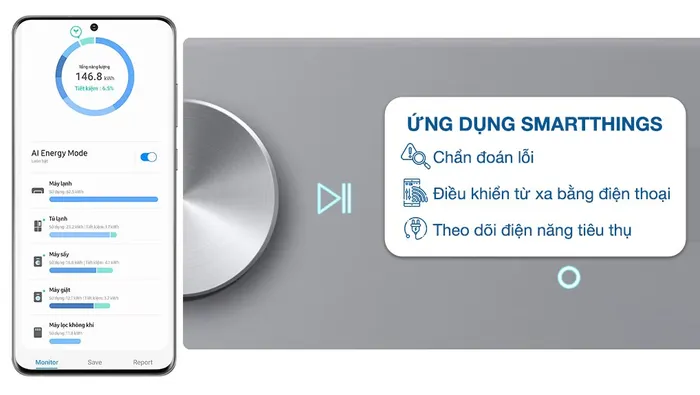 Máy sấy bơm nhiệt Samsung Bespoke AI 9 kg DV90BB9440GH/SV