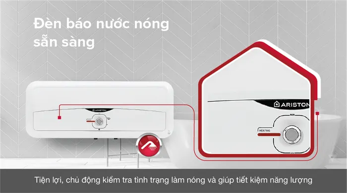 Máy nước nóng gián tiếp Ariston 20 lít 2500W SL2 20 R 2.5FE - MT - Đèn báo nước nóng đã sẵn sàng