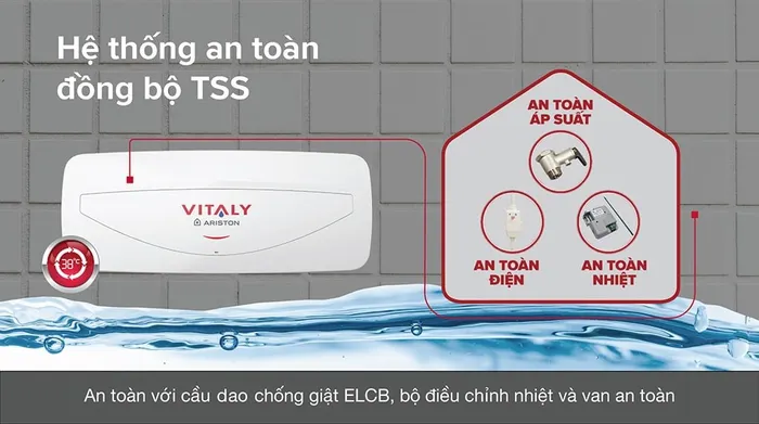 Máy nước nóng gián tiếp Ariston 20 lít 2500W VITALY 20 SLIM 2.5 FE - TSS