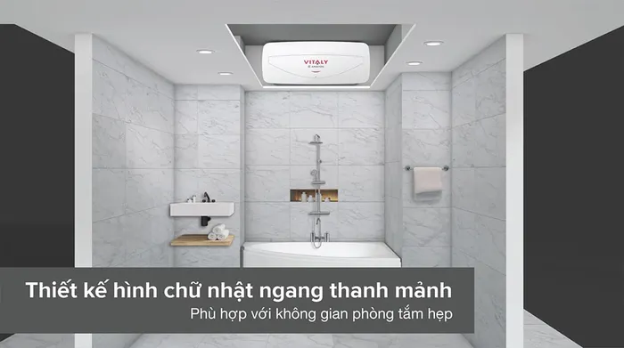 Máy nước nóng gián tiếp Ariston 20 lít 2500W VITALY 20 SLIM 2.5 FE  - Thiết kế hình chữ nhật thanh mảnh