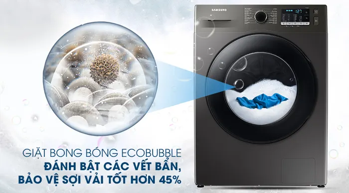 Máy giặt Samsung Inverter 9.5kg WW95TA046AX/SV - Giặt sạch sâu, bảo vệ sợi vải tốt hơn 45% với công nghệ giặt bong bóng siêu mịn EcoBubble