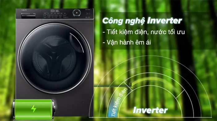 Máy giặt Aqua Inverter 12 kg AQD-A1200H PS -Công nghệ Inverter tiết kiệm điện, nước và vận hành êm ái 