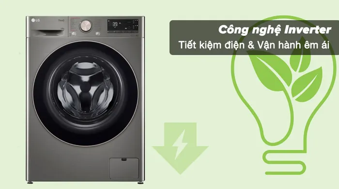 Máy giặt LG Inverter 12 kg FV1412S3PA - Sử dụng công nghệ Inverter tiết kiệm điện và vận hành êm ái