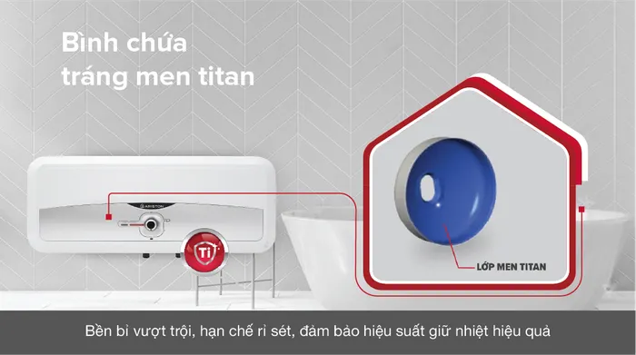 Máy nước nóng gián tiếp Ariston 20 lít 2500W SL2 20 RS 2.5 FE - Lòng bình tráng men titan