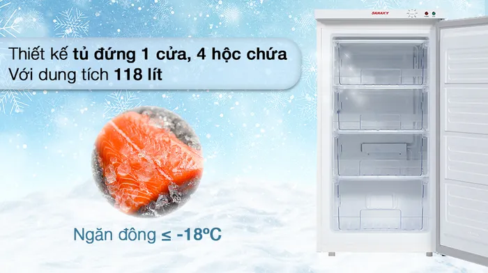 Tủ đông Sanaky 118 lít TD.VH160VD - Tổng quan thiết kế
