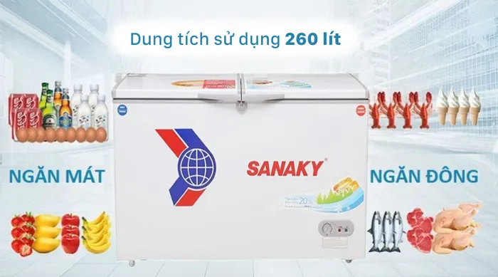 Dung tích 260 lít - Tủ đông Sanaky VH-3699W1