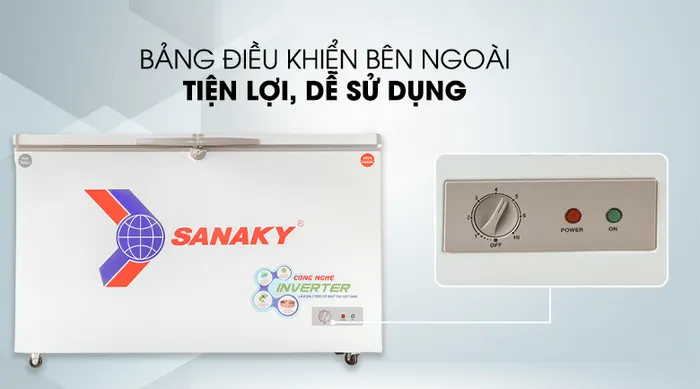 Nút điều khiển nằm ngoài tiện lợi - Tủ đông Sanaky Inverter 280 lít VH-4099W3