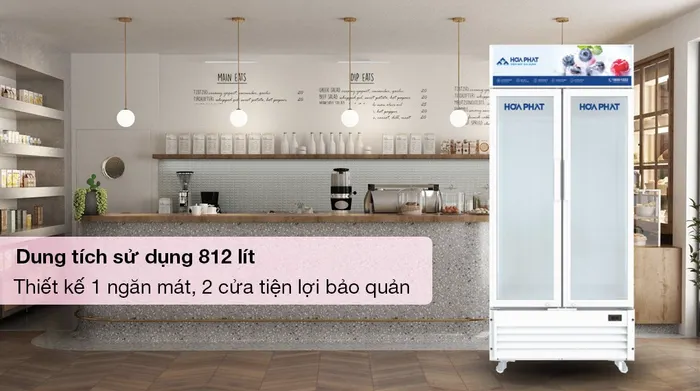 Tủ mát Hòa Phát 812 lít HSR D6812 - Dung tích sử dụng 812 lít, thích hợp kinh doanh, thiết kế 1 ngăn mát, 2 cửa tiện lợi