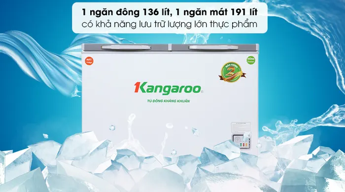 Tủ đông Kangaroo 327 lít KG498KX2 - ngăn lạnh và ngăn đông