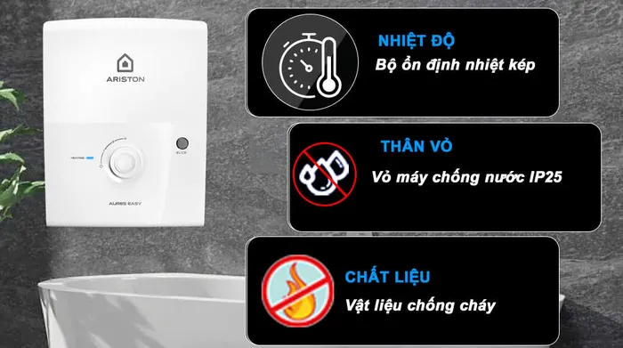 Máy nước nóng trực tiếp Ariston AURES EASY 4.5 D - Chế độ an toàn