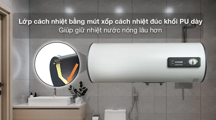 Bình nóng lạnh gián tiếp Stiebel Eltron 100 lít ESH 100 H Plus T-VN - Lớp cách nhiệt mút xốp cách nhiệt đúc khối PU siêu dày giúp giữ nhiệt nước nóng tốt 