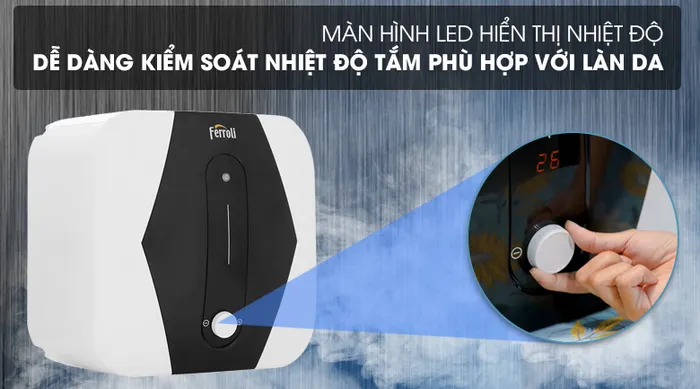 Màn hình hiển thị nhiêt độ- Bình nước nóng gián tiếp Ferroli MIDO 20L SQ