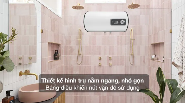Máy nước nóng gián tiếp Stiebel Eltron 80 lít ESH 80 H Plus T-VN - Thiết kế hình trụ nằm ngang, nhỏ gọn cùng bảng điều khiển nút vặn dễ sử dụng 